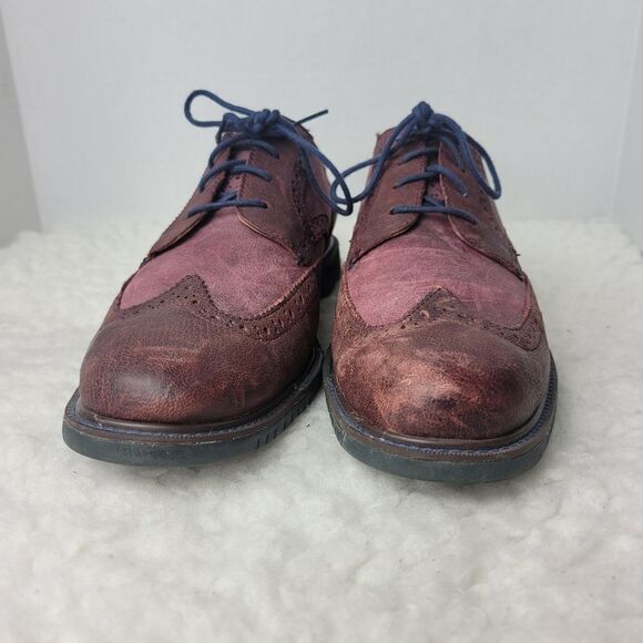 Cole Haan Grand Os Mens Size 9.5 Leather Oxford  C20234 Wingtip Burgendy Shoes - Picture 3 of 10